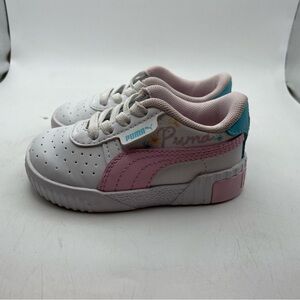Puma little girls white pink sneakers size 5C